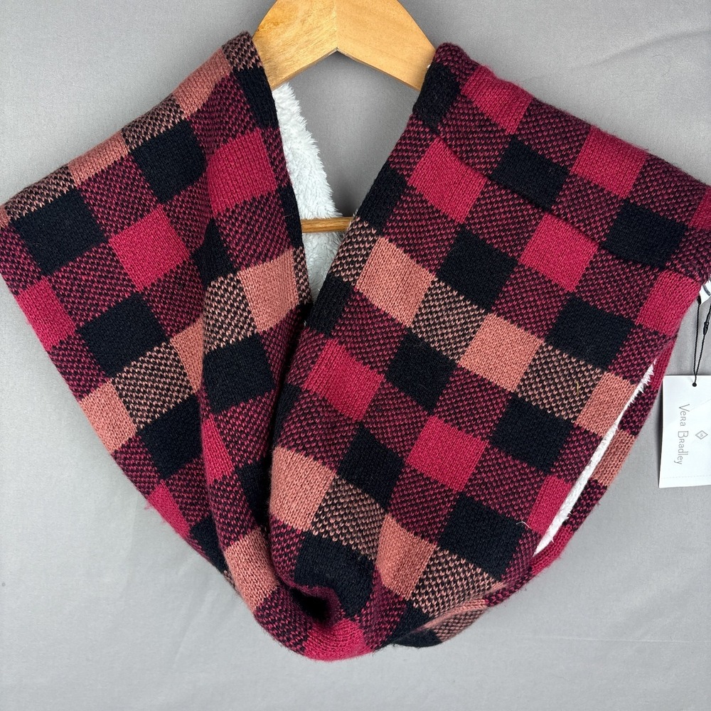 Vera Bradley Cozy Cowl Infinity Scarf Women's One‎ Size Garnet Buffalo Check NWT